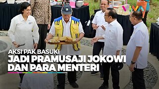 Aksi Menteri PUPR Jadi Pelayan Makanan Presiden dan Para Menteri di IKN