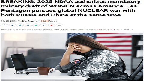 NDAA authorizes mandatory military draft for women! Good for you