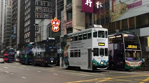 Double Decker Bus & Tram in Central