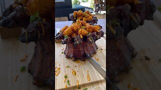 Smoked crown ribs and tater tots