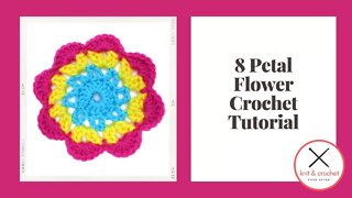 Motif of the Month July 2015 8 Petal Flower Motif Crochet Tutorial