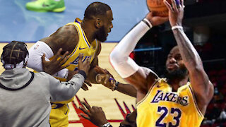 LeBron James Trolls Rockets By Mocking Steph Curry & Shooting No-Look 3 Pointer