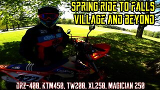 (E16) Falls Village ride. Crash TW200, XL250R DRZ400, KTM 450XCF Magician 250