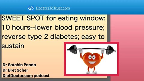 DietDoctor4: SWEET SPOT eating window: 10 hours: low blood pressure; reverse diabetes2; sustainable