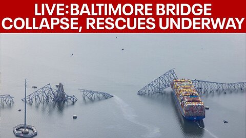 🔴LIVE: Baltimore Key bridge collapses after struck by ship, rescues underway