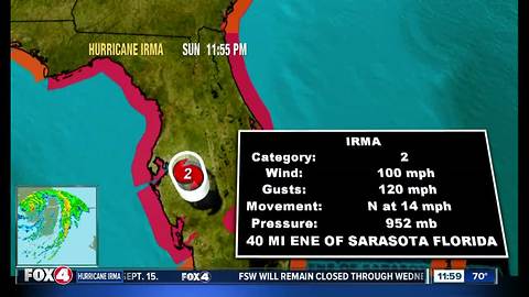 Hurricane Irma is still a category 2 after hitting Southwest Florida
