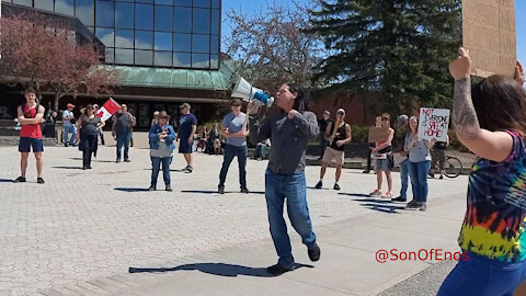 Freedom Rally North Bay, Ontario City Hall being called out for Crimes Against Humanity