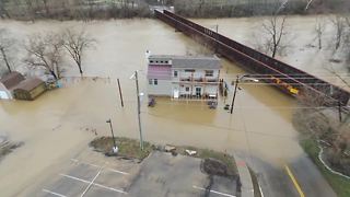 Flooding along the Little Miami in historic Loveland, Ohio