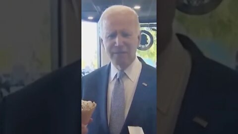 With no risk of brain freeze President Biden munched ice cream & sniffed kids while America burns