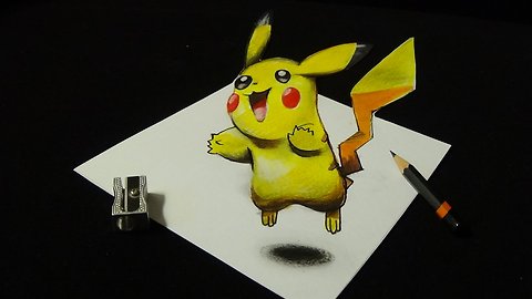 Drawing a 3D Pikachu, Trick Art, Pokémon GO