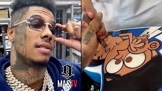 Blueface Pokes Cake From "BM" Chrisean Rock Celebrating His 26th B-Day! 🎂