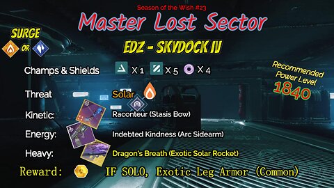 Destiny 2 Master Lost Sector: EDZ - Skydock IV on my Stasis Warlock 5-31-24