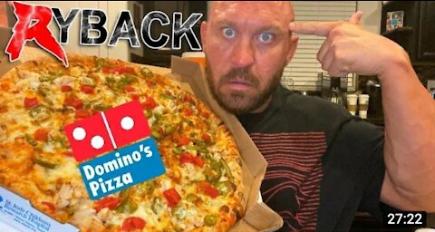 Ryback Destroys Entire XL Dominos Brooklyn Chicken Taco Pizza & Boneless Wings - Food Review Mukbang