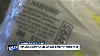 Frontline healthcare workers rally in their cars