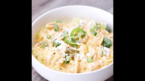 Buffalo Chicken Spaghetti Squash Bowls