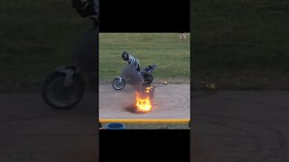 Motorcycle stunts at Great lakes dragway night of fire