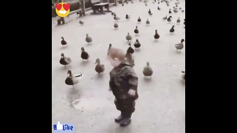 cute baby with ducks #shorts #youtubeshorts #viral