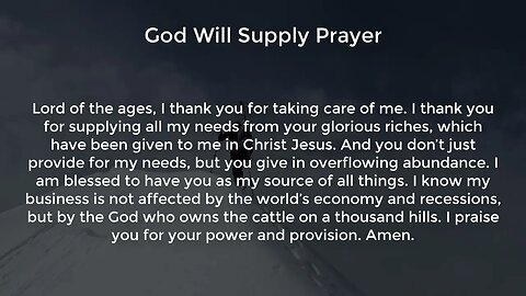 God Will Supply Prayer (Prayer for Success and Prosperity in Business)