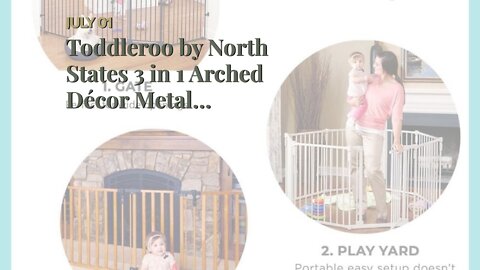 Toddleroo by North States 3 in 1 Arched Décor Metal Superyard: 144" long extra wide baby gate,...