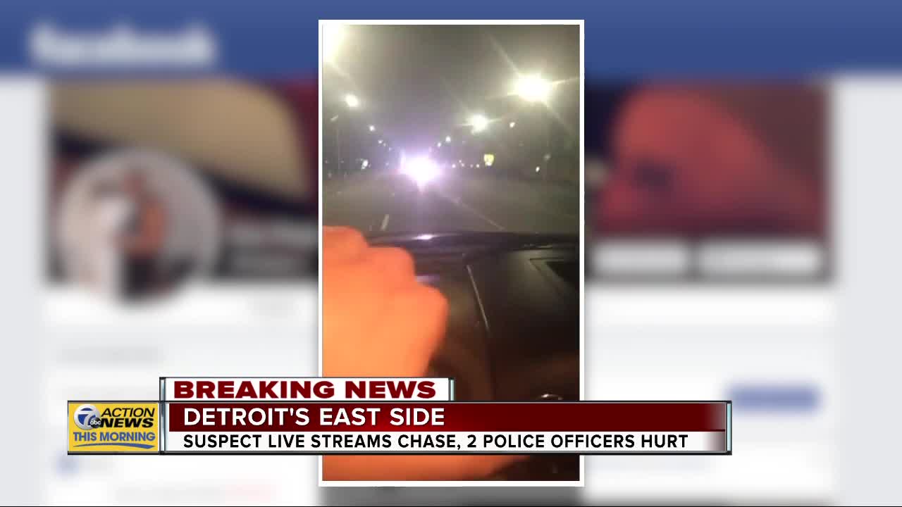 Suspect livestreams chase, 2 Detroit police officers hurt