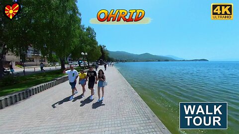 WALK TOUR around Quay OHRID Lake, Macedonia【4K】Walking Travel Guide | Insta360 X2