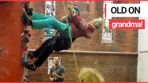 Grandma's Guinness World Record for climbing 20 feet to the top of a rock-climbing wall at 99
