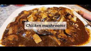 Chicken mushrooms I did it guy gravy yahoo. #chickenrecipe #gravy #mushroomsrecipe