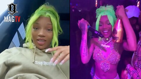 "My Hair Was Glo In Da Dark" Glorilla Rocks Her Infamous Green Wig To Celebrate 23rd B-Day! 💁🏾‍♀️