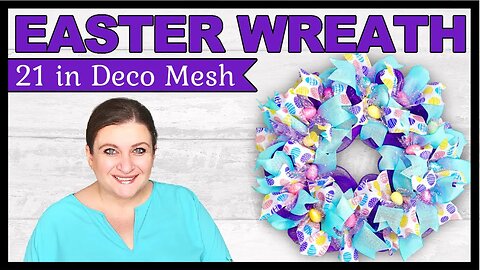 Easter 21 inch Deco Mesh Wreath DIY Tutorial Easy Step by Step Spring Wreath with Dollar Tree Decor