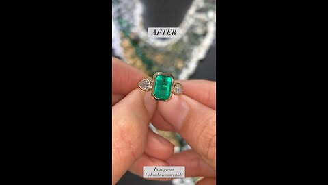 Hand Making a bezel set three stone emerald engagement Ring Gold - how to DIY jewelry