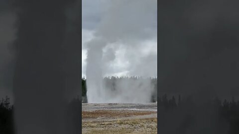 I caught the geyser blowing at Yellowstone National Park ! #yellowstonenationalpark