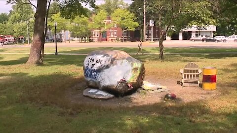 Kent State University considers removing rock after hateful message painted for third time