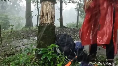 2 @ SOLO CAMPING HEAVY RAIN NON STOP RAIN FLOOD BEHIND THE SHELTER ASMR