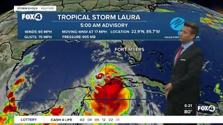 Tropical Storm Laura and Marco 5AM Advisory Tuesday