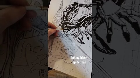 Inking black suited Spider-Man! #spiderman #illustration #comics #comicart #comicbooks #drawing