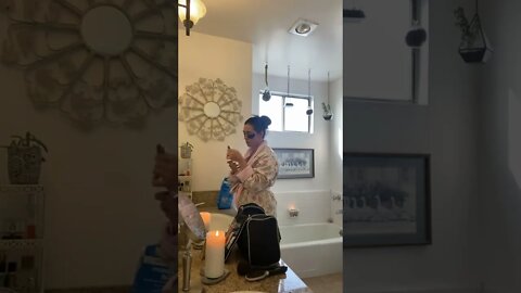 She left her phone on in the bathroom getting a surprise for her boyfriend!!