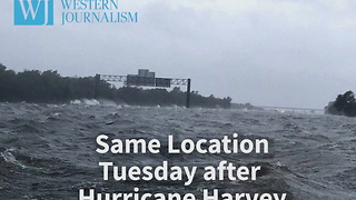 Amazing Photos Of Texas Freeway Before And During Hurricane Harvey