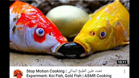 Stop Motion cooking Golden fish amsr cooking