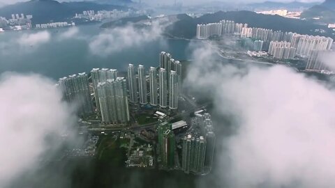 Drone in clouds with City view Free stock footage Free HD Videos no copyright