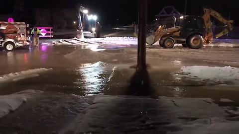 Water main break floods Sheboygan streets