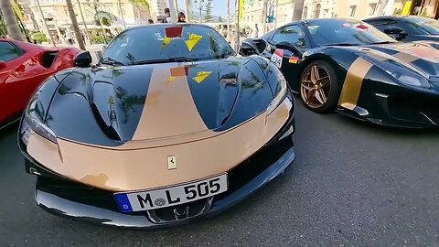 Stunning Ferrari SF90 Spider and 488 Pista Spider Tailor Made Green / Gold with Gold wheels