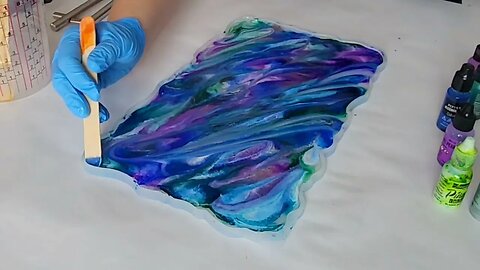 Mermaid Inspired Alcohol Ink and Resin Tray