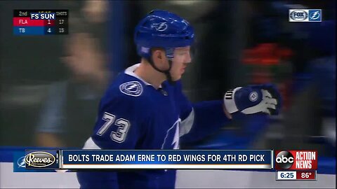 Tampa Bay Lightning trade forward Adam Erne to Detroit Red Wings for 4th round pick