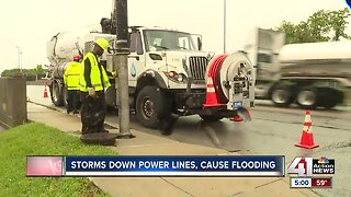 Kansas City crews clean up flooded streets after heavy rains