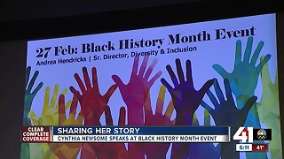 Cynthia Newsome speaks to Cerner employees during Black History Month