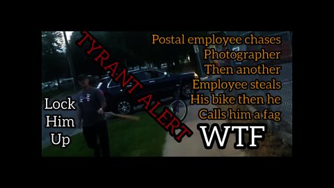 Postal employee goes full on BARBARIAN chasing PHOTOGRAPHER with BAT & calls him a FAG #hatecrime