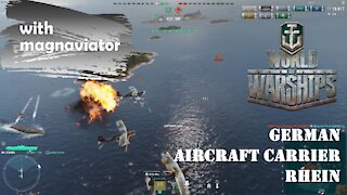 World of Warships Gameplay - Brutal Brawl with German Aircraft Carrier Rhein