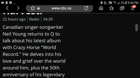 Neil Young on grief over the world around him - from interview with CBC November 16, 2022