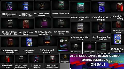 All in One Mega Graphic Designer Bundle for video editing and graphics designing assets|reels