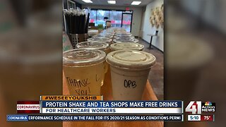 #WeSeeYouKSHB Protein shake, tea shops make free drinks
